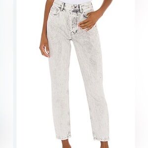 Anine Bing White Acid Wash Straight Leg Jeans